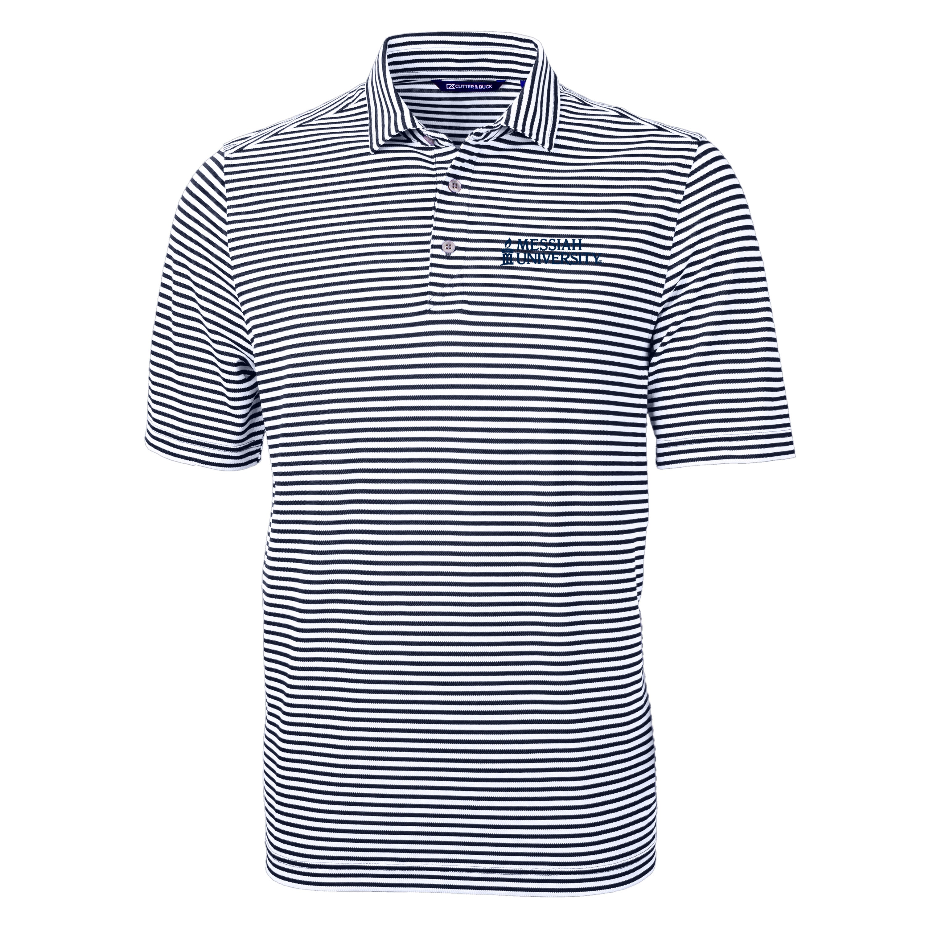 Virtue Eco Pique Stripe Recycled Mens Big & Tall Polo | Navy