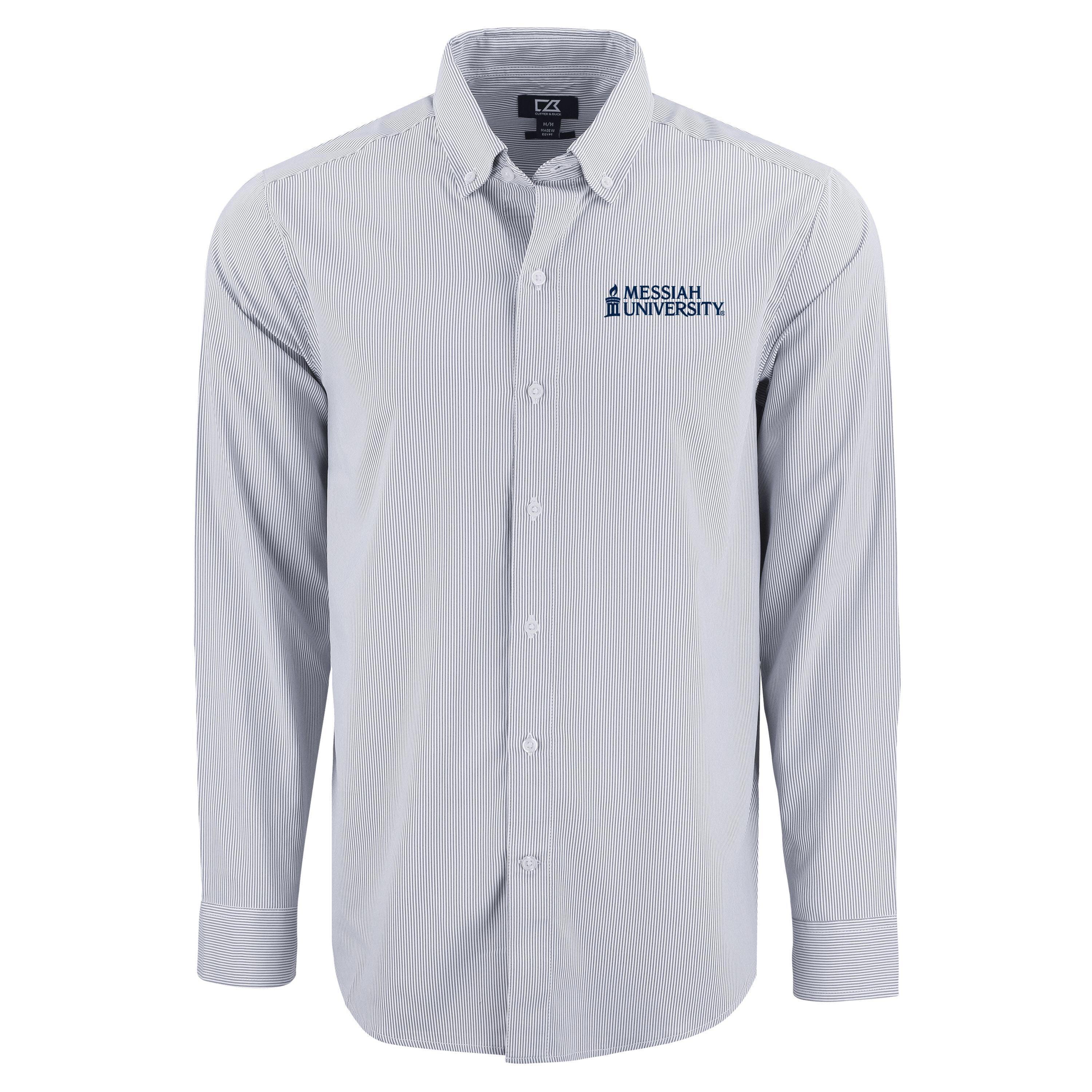 Skyline Eco Pinstripe Mens Long Sleeve Dress Shirt | Pale Blue/White