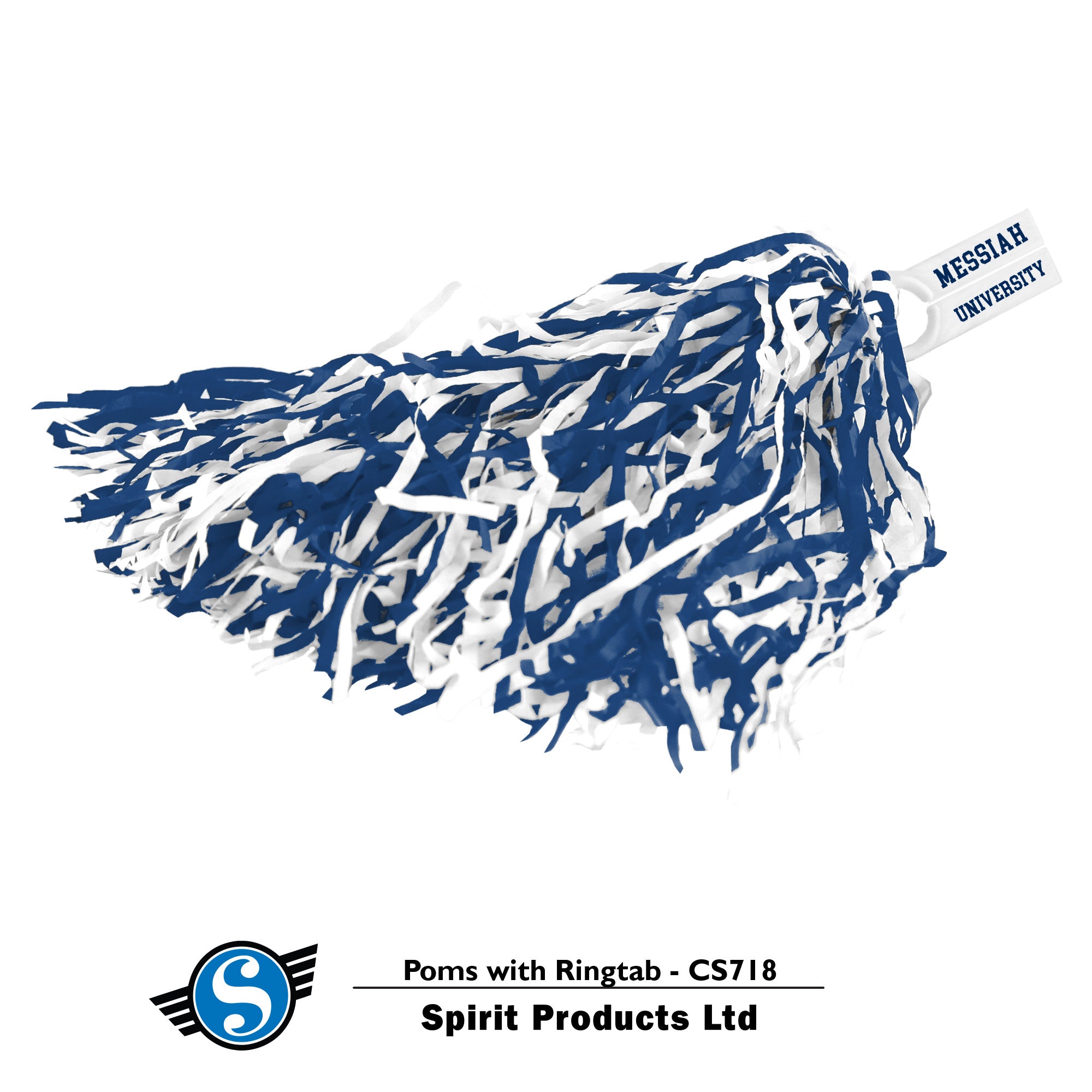 Poms with Plastic Stick | Navy/White