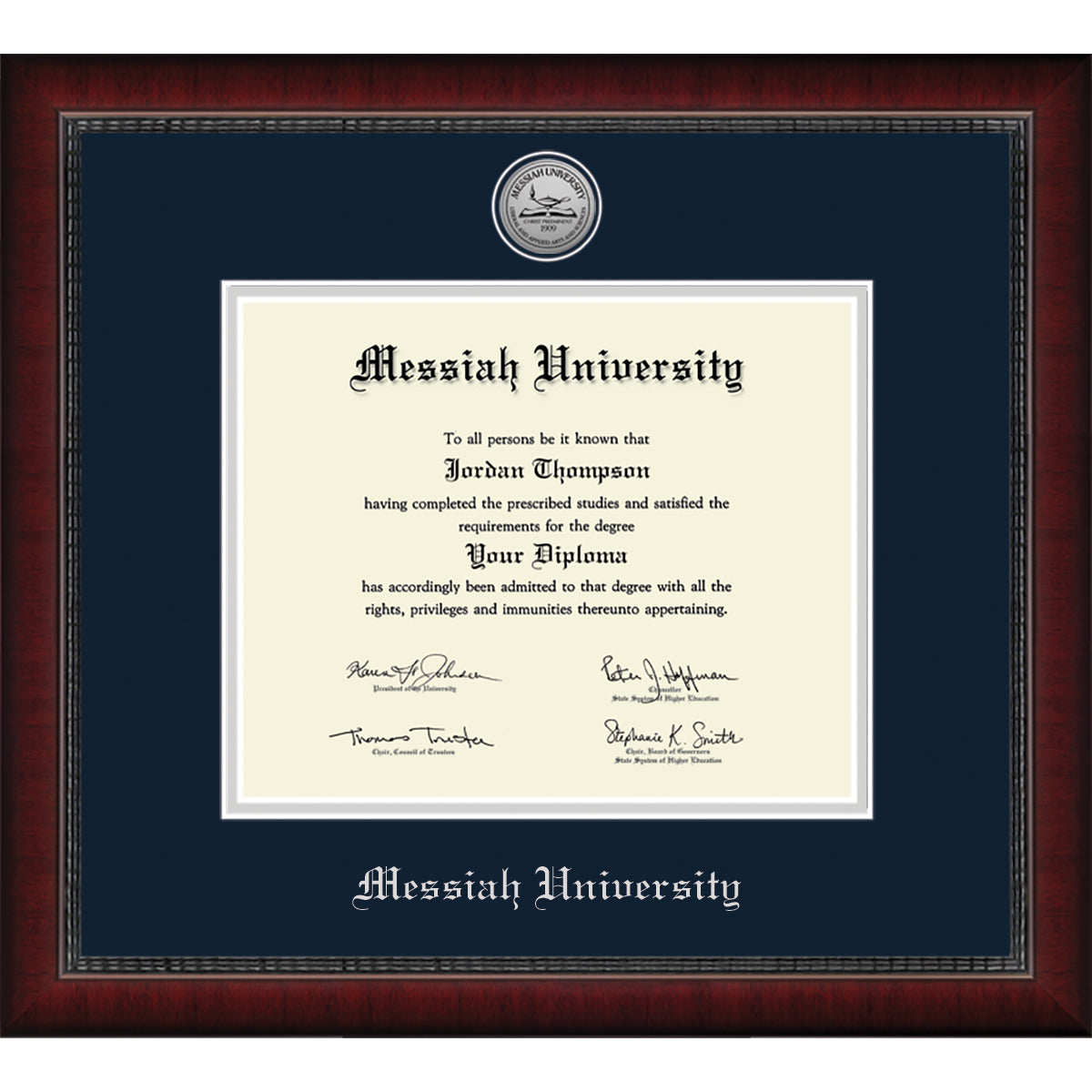 Church Hill Graduation Engraved Diploma Frame with Medallion | Silver