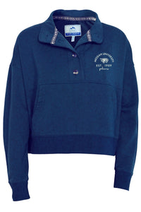 Summit Cozy Fleece Hip Length Quarter Button Placket | Navy