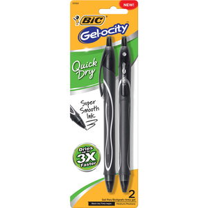 Gel-ocity Quick Dry Retractable Black .7mm 2pk