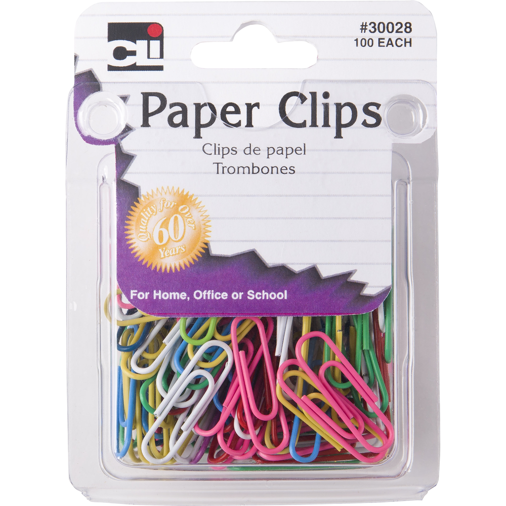 Assorted Color Paper Clips 100 Pk