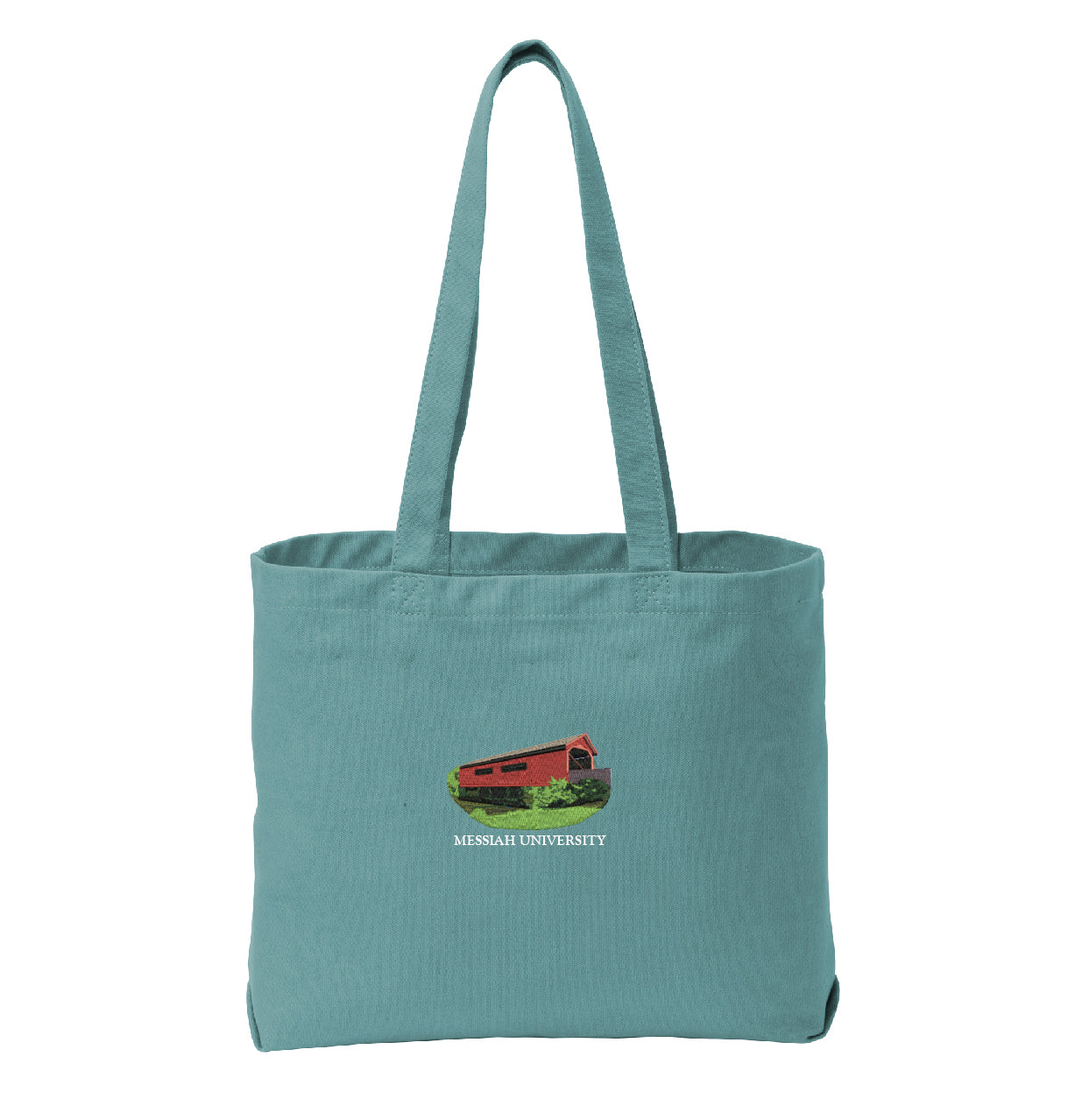 Peacock Covered Bridge Canvas Washed Beach Tote Bag