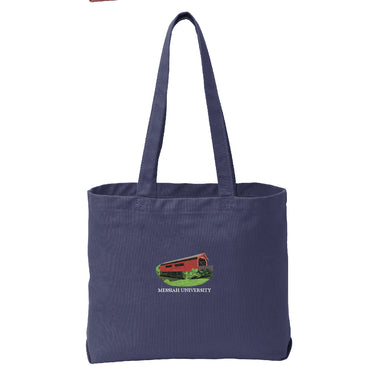 Denim Covered Bridge Canvas Washed Beach Tote Bag