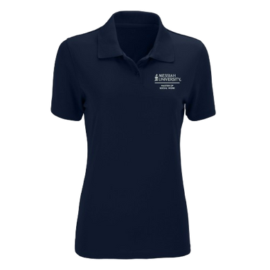 Ladies Vansport Omega Solid Mesh Tech Polo, Navy