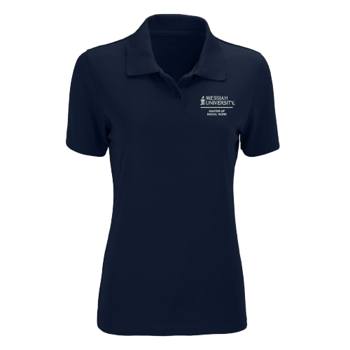 Ladies Vansport Omega Solid Mesh Tech Polo, Navy