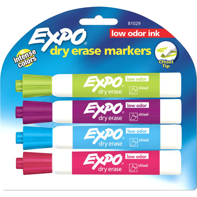 Expo Low Odor Dry Erase Marker- Asst Chisel 4pk