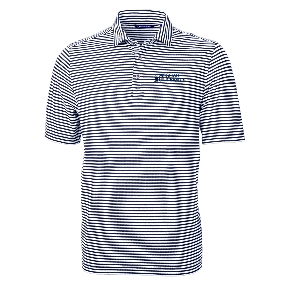 Virtue Eco Pique Stripe Recycled Mens Big &amp; Tall Polo | Navy