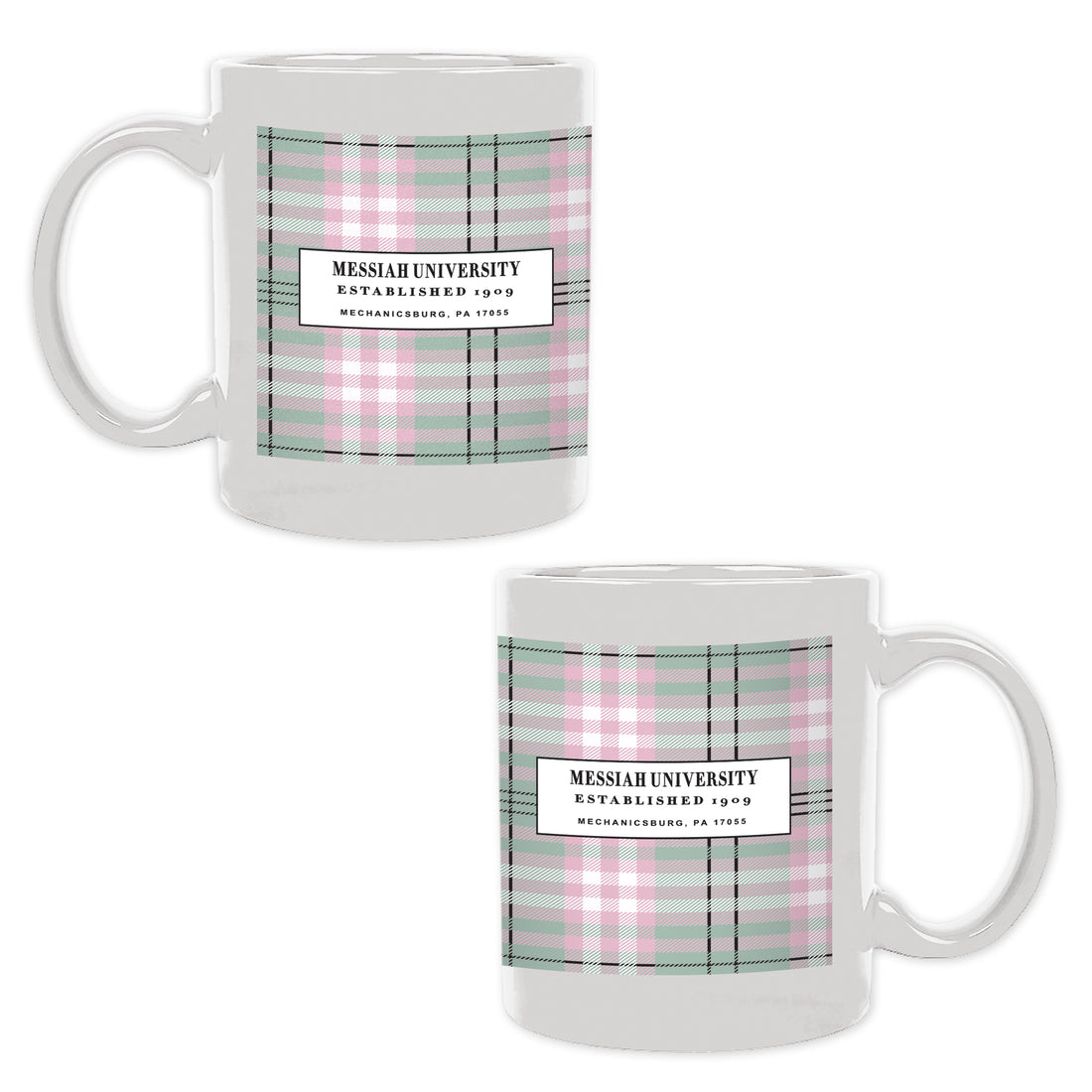 Liberty Café Mug | Pink/Green Plaid Design