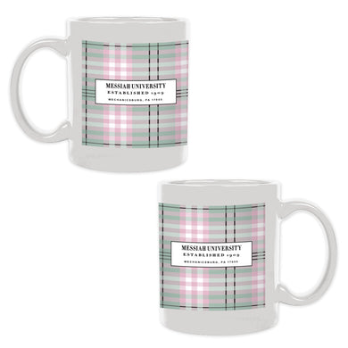 Liberty Café Mug, Pink/Green Plaid Design