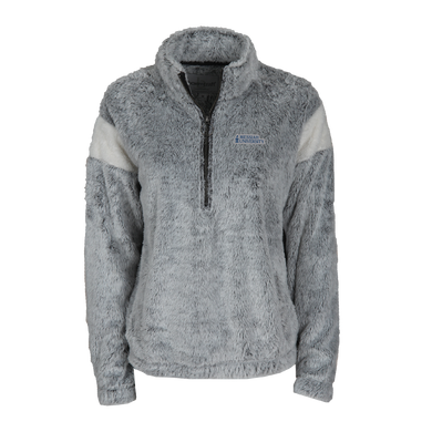 **QUANTITIES LIMITED** Ladies Remy 1/4 Zip Fuzzy Pullover, Frosty Grey/ Natural