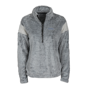 **QUANTITIES LIMITED** Ladies Remy 1/4 Zip Fuzzy Pullover, Frosty Grey/ Natural