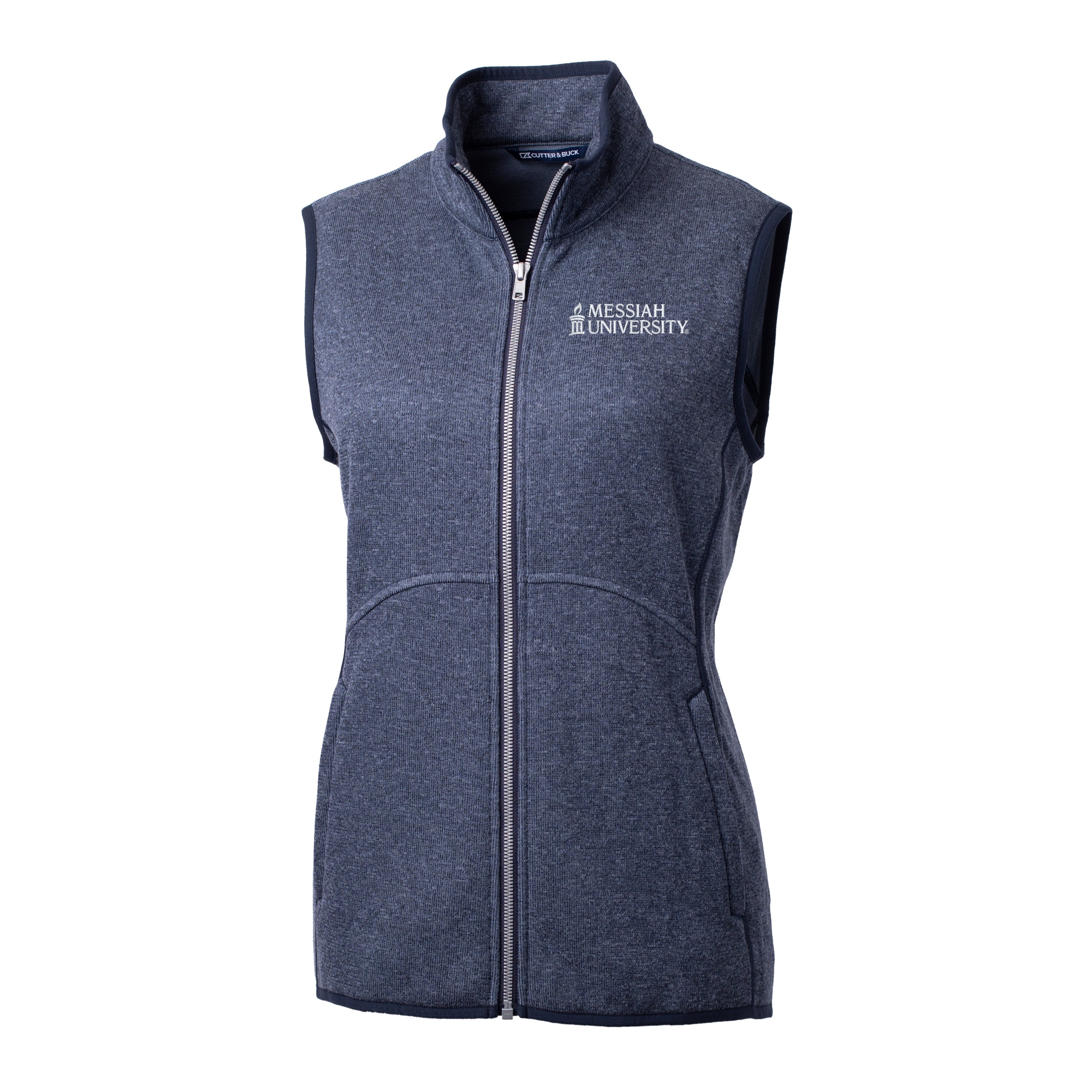 Mainsail Sweater Knit Womens Full Zip Vest | Navy Heather
