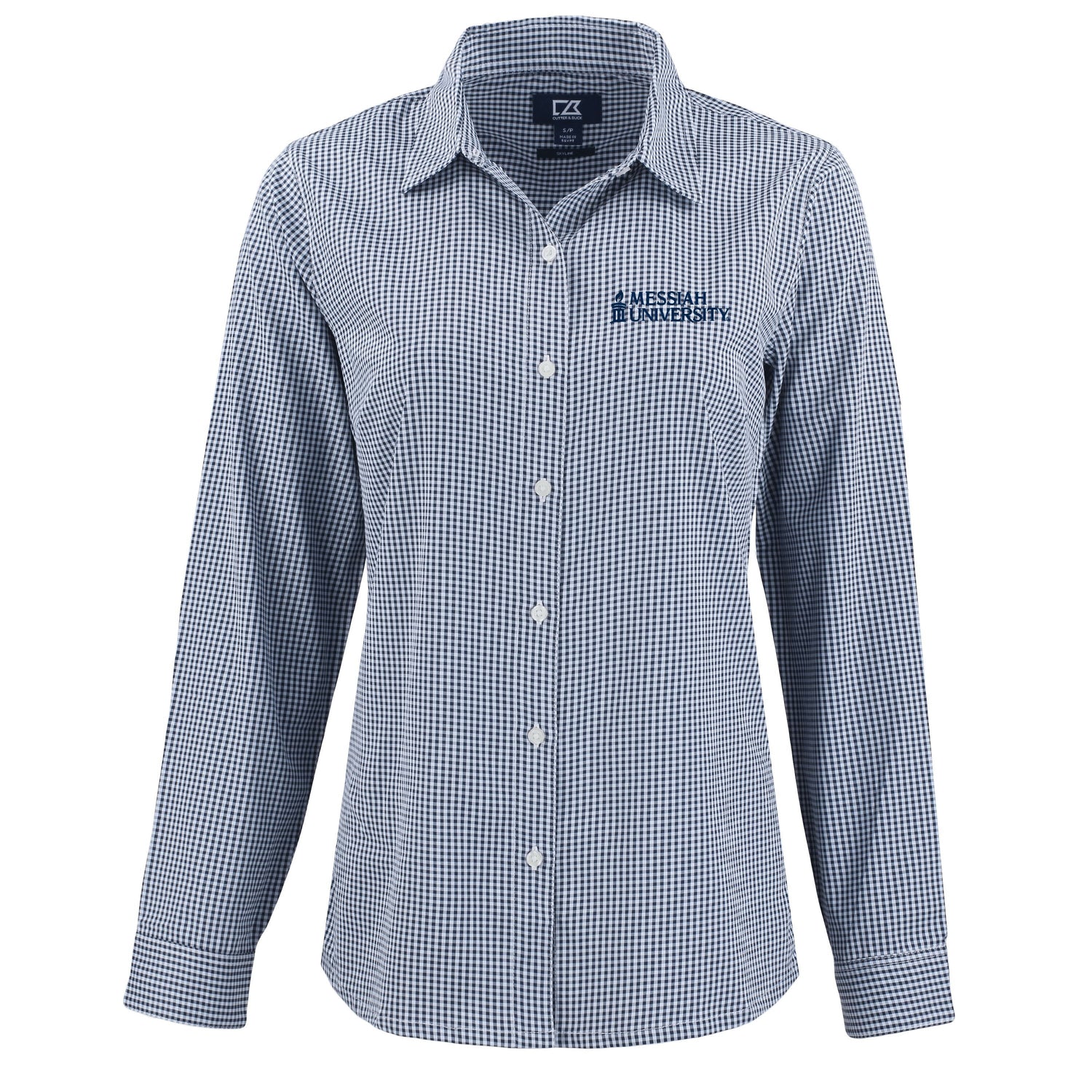 Skyline Eco Gingham Womens Long Sleeve Dress Shirt | Navy/White