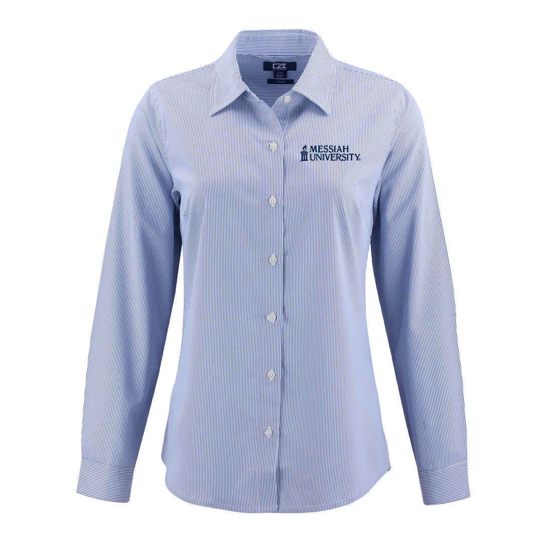 Skyline Eco Pinstripe Womens Long Sleeve Dress Shirt | Tour Blue/White