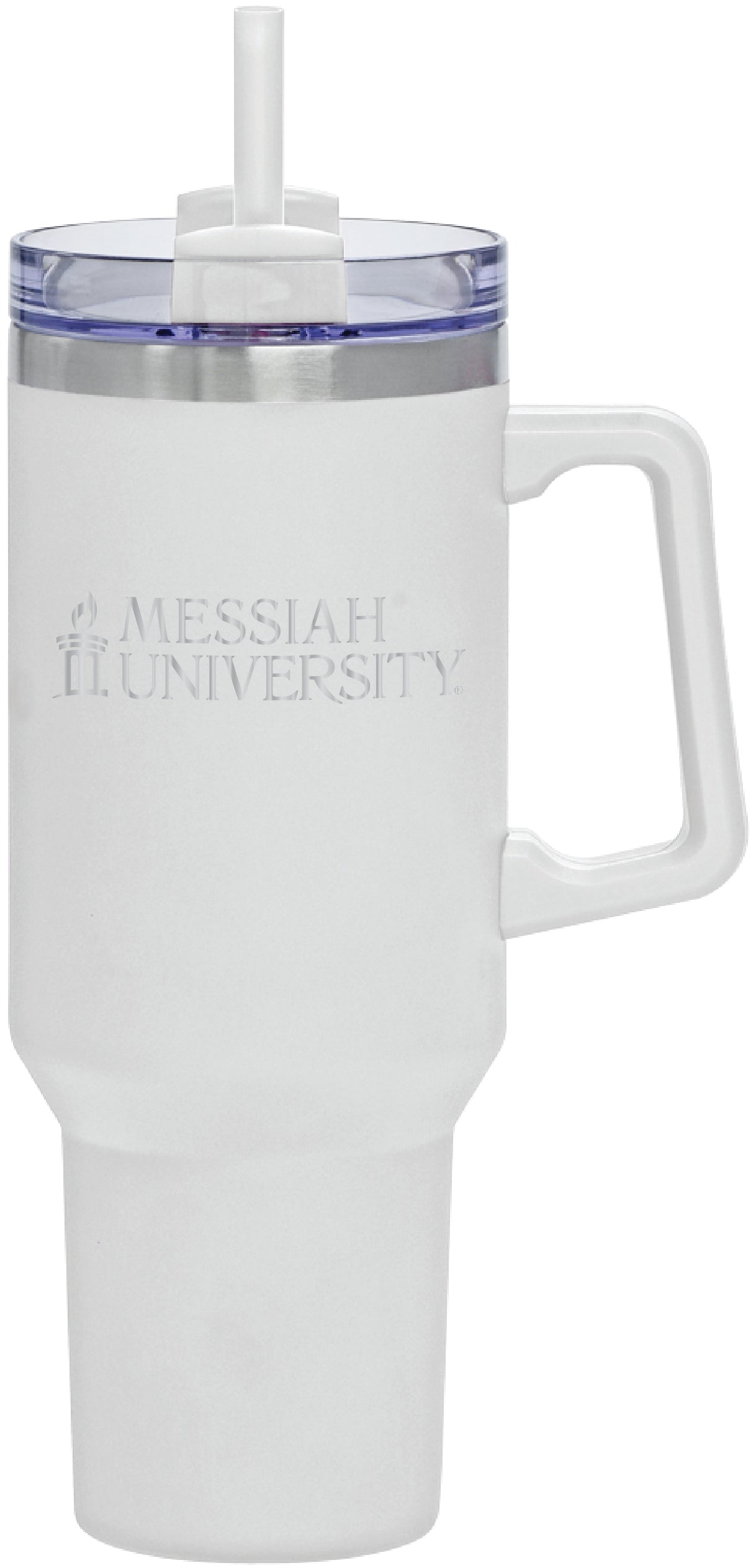 40oz. Handled Stainless Steel Travel Mug | White