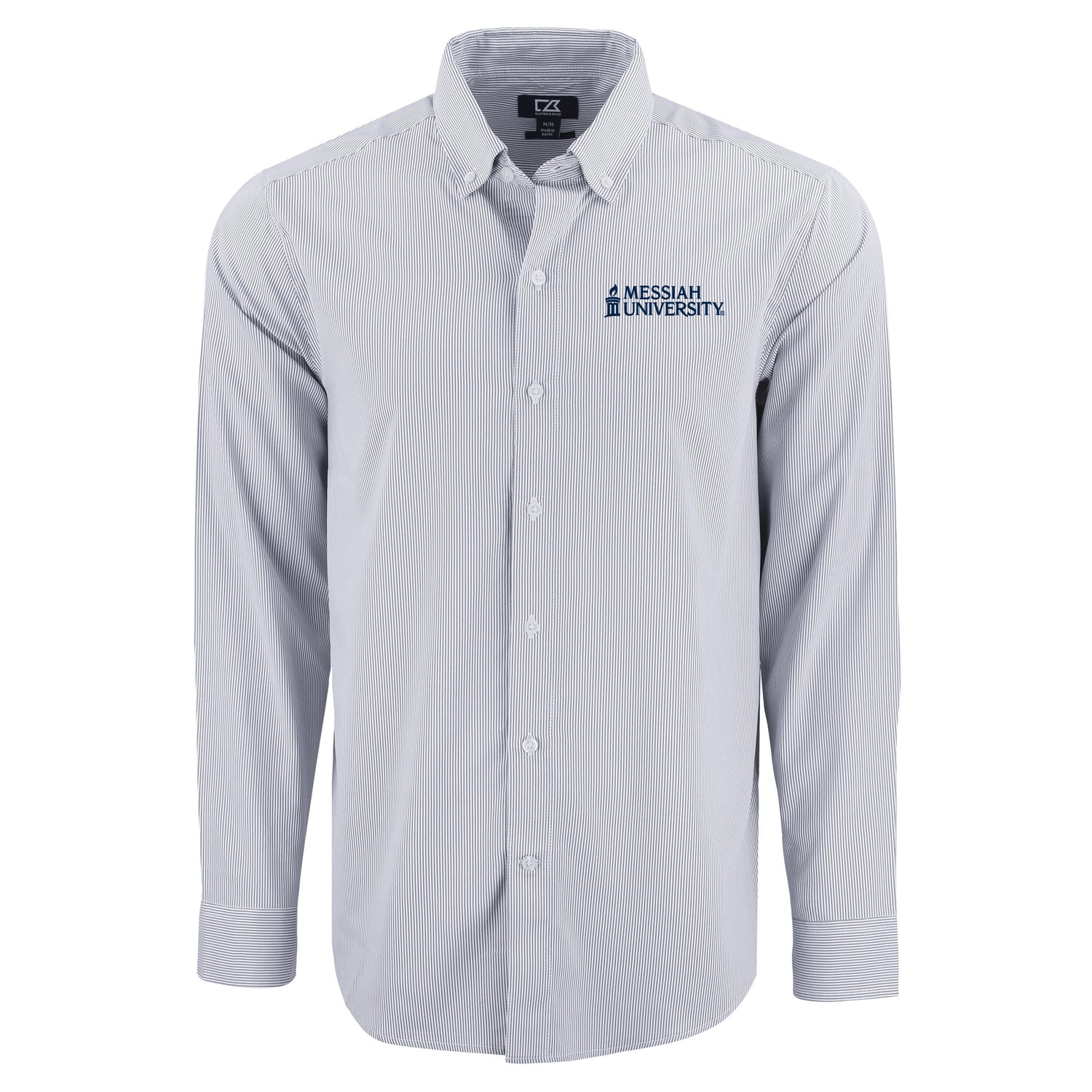 Skyline Eco Pinstripe Mens Long Sleeve Dress Shirt | Pale Blue/White