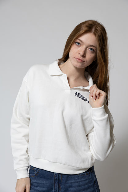Ladies Victory Springs Ladies Collar Pullover | Heather Varsity White