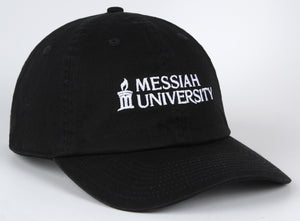 Washed Twill Classic Cap University Logo With Cloth Back Strap, Black