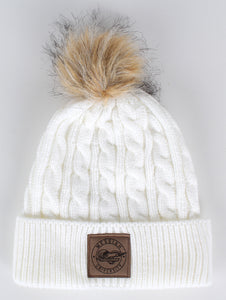 Knit Winter Hat With Fur Pom, Winter White