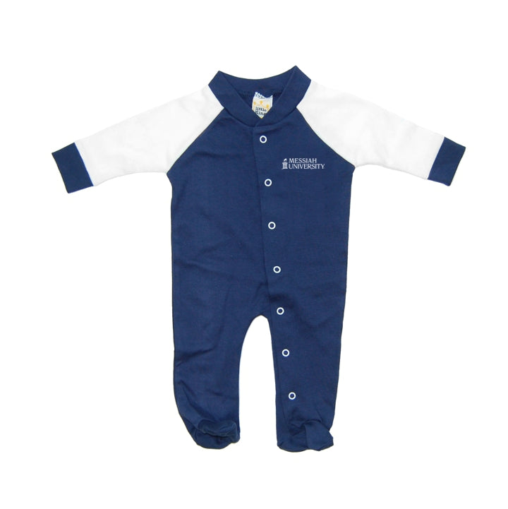 Footed Snap Cotton Romper, Navy